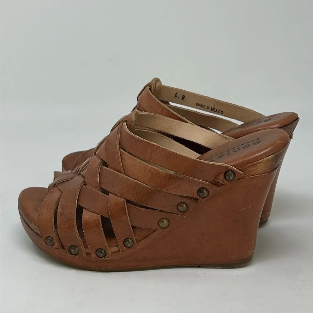Bed Stu Gina II Leather Wedge Sandals Shoes Size 6 - Picture 3 of 8